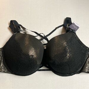 NWT black/gold lace strappy boost balconette by Lane Bryant sz. 46 D